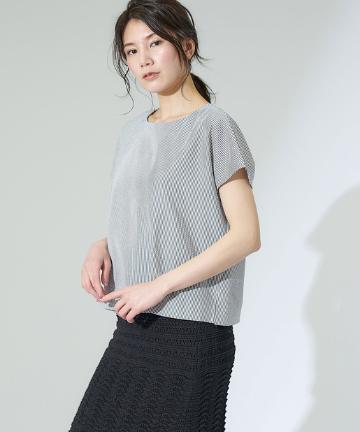 【手洗い可】サッカーストライプフレンチブラウス