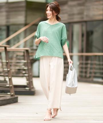 【手洗い可】マリンドットセミワイドパンツ