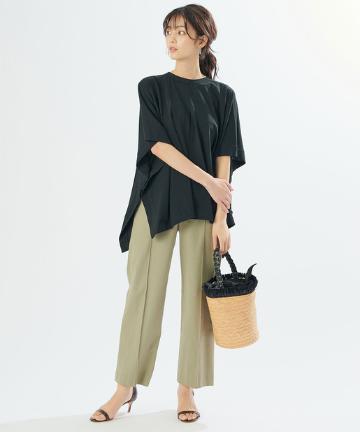 【手洗い可】ピンタックセミワイドパンツ