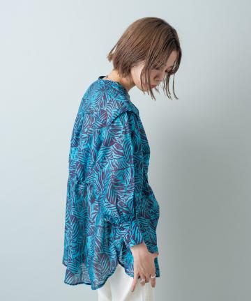シアーリーフ柄シャツ