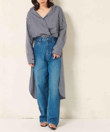 【CEPIE.】チェックバックロングシャツ