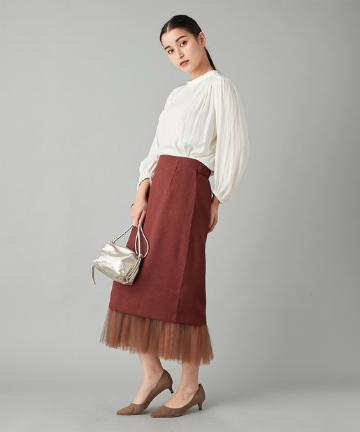 リネンライク重ねチュールスカート