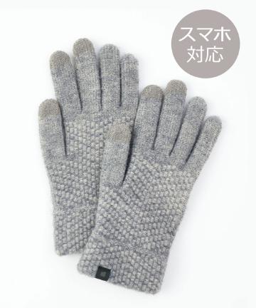 【WOMEN'S】スマホ対応無地手袋(グレー)