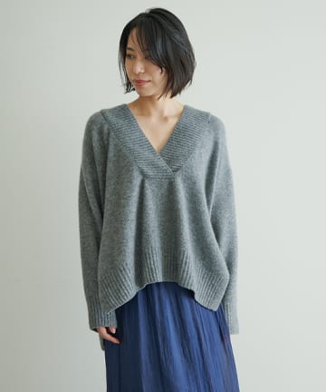 【HERITANOVUM】カシミヤシルクVネックニットプルオーバー