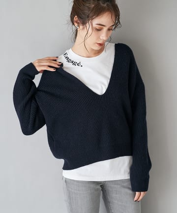 【洗える・LES PETITS BASICS】Engage ネックロゴTシャツ