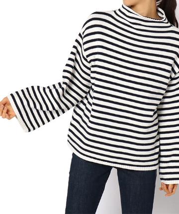 【DEMYLEE】 細ピッチボーダーニット