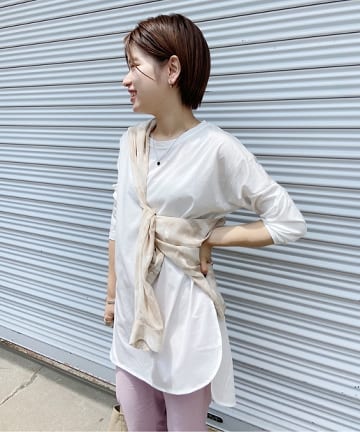 裾スリットシルケットカットソー