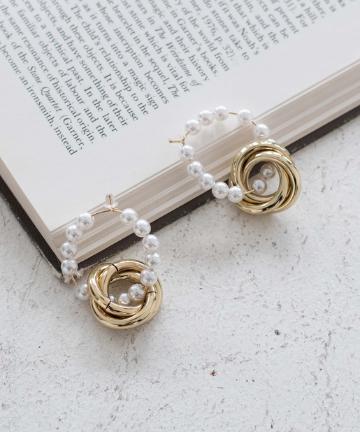 【ZHUU/ズー】パール鎖ピアス
