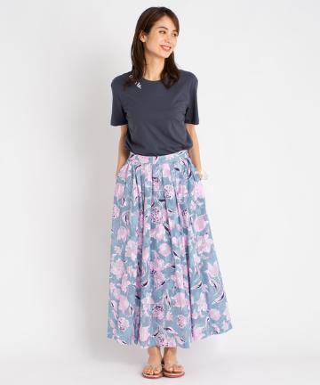 【手洗い可】フラワーカットマキシタックスカート