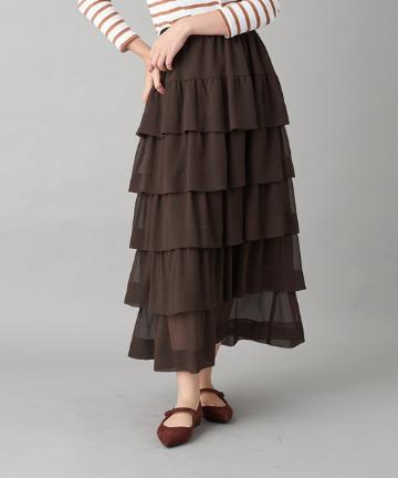 【洗える】楊柳ティアードマキシスカート