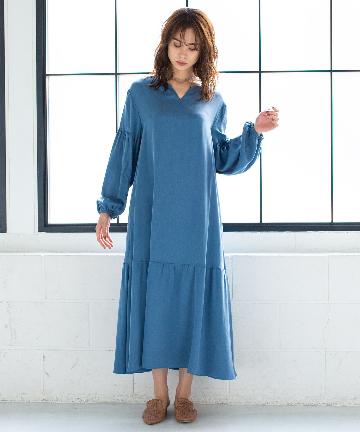 【手洗い可】バルーンスリーブティアードワンピース