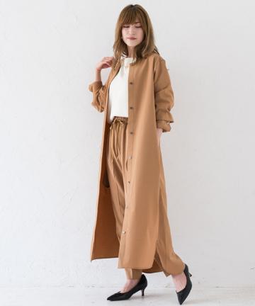 ノーカラーシャツワンピース