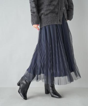 【MUVEIL(ミュベール)】ヘリンボーンプリーツスカート