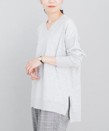 Chez toi(シェトワ) 【オン・オフ着れる】Vネックチュニックプルオーバー