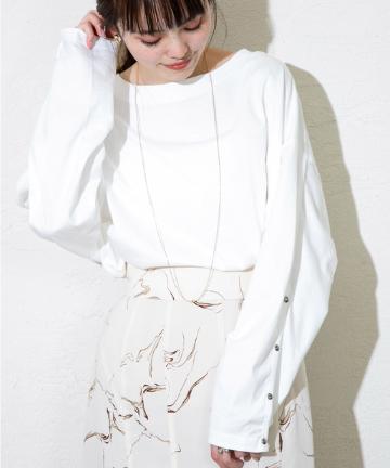 ボタンスリーブロングTシャツ