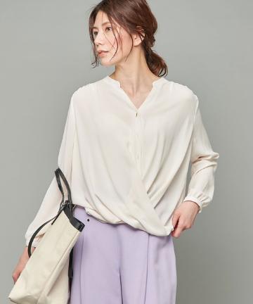 【《美人映えアイテム》洗える】バー釦長袖ブラウス