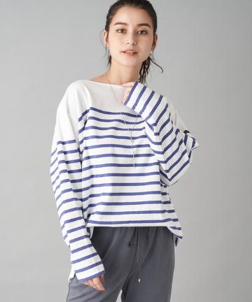 【洗える・ Le minor (ルミノア)】ボーダーカットソー