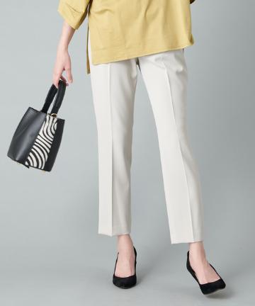 【《美脚見え》手洗い可】1タックテーパードパンツ