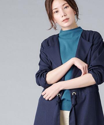 【《さらっと羽織れる定番アウター》手洗い可】ノーカラートッパードロストコート