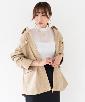 フェイクレザーサファリジャケット