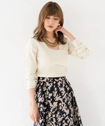 アシメリブニット