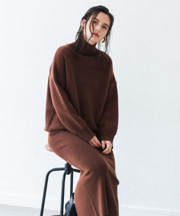 ハイネック接結ニット