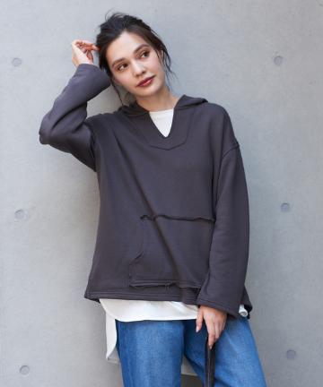 prose verse(プロズヴェール) 【女性らしい抜け感】裏毛メキシカンフードパーカー