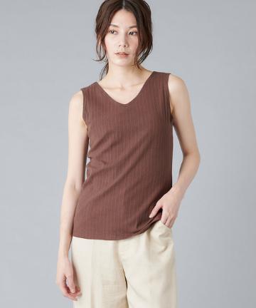 【《シーズンレスで使える》手洗い可】ランダムリブ2wayタンクトップ