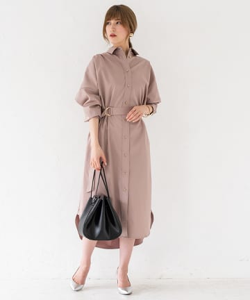サテンBIGシャツワンピース