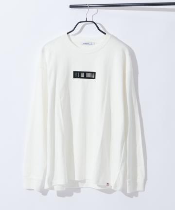バーコードプリント長袖Tシャツ/ロンT