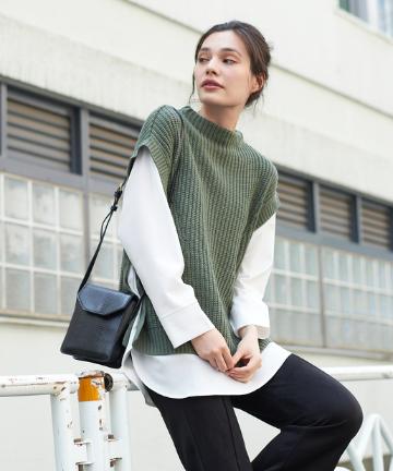 prose verse(プロズヴェール) 【1枚でトレンドスタイルが完成】シャツレイヤード風ニットベスト