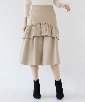 【COEL/コエル】フェイクレザーフリルスカート