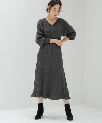 【COEL/コエル】フィット&フレアニットワンピース