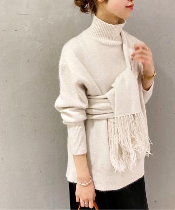 フォックス混ストール付ニット