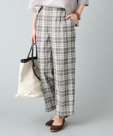 強撚チェックパンツ