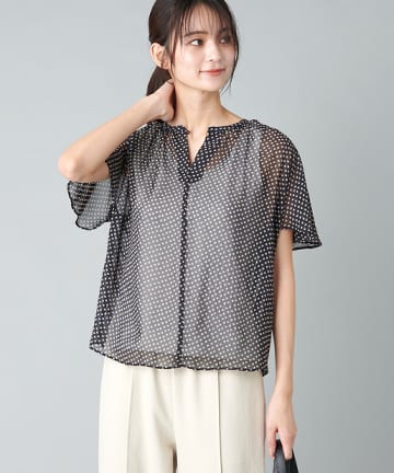 【手洗い可】幾何プリントブラウス