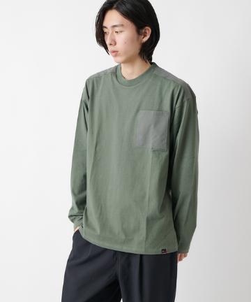 切替ポケット付長袖Tシャツ