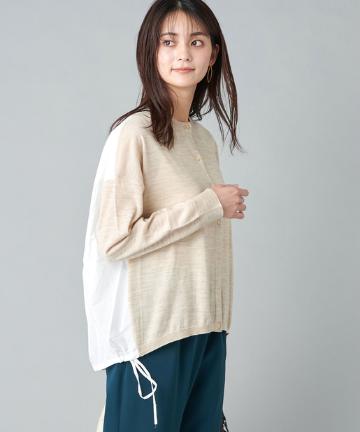 【《異素材使いでコーディネートの主役に》NICO.（ニコ）】切替カーディガン