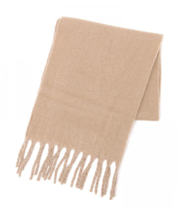 【フェミニンで温かみのあるルックス】ブークレーフリンジマフラー