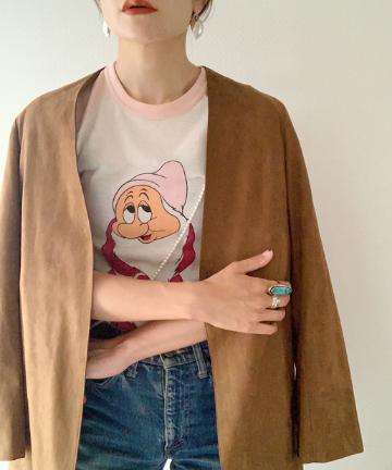 エコスエードベルト付ノーカラージャケット