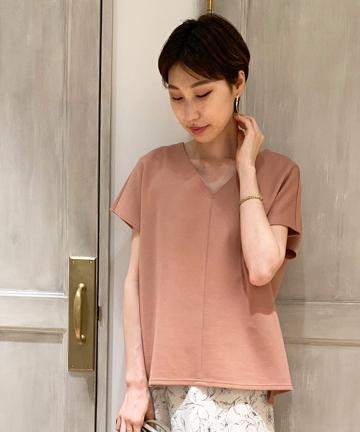 【《首元をシャープに見せてくれる》手洗い可】Vネックダンボールカットソー