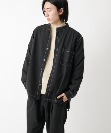 comfortable配色ステッチバンドカラーシャツ(セットアップ可)