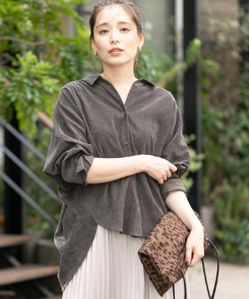 ここでしか手に入らない!【WEB限定・手洗い可】コーデュロイカシュクールシャツ