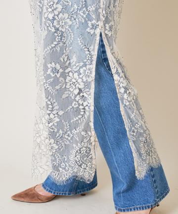 スカラップレースロングドレス