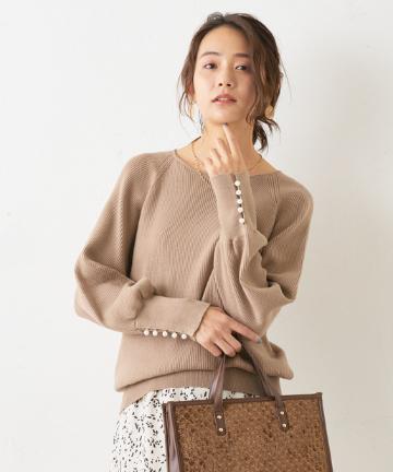 【抗菌防臭・保温・UVケア】リブ袖口パールプルオーバー