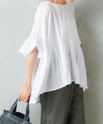【Du noir】袖ウエストギャザーカットソー