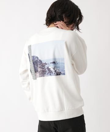 PHOTO裏毛クルーネック リフレクタープリントプルオーバー