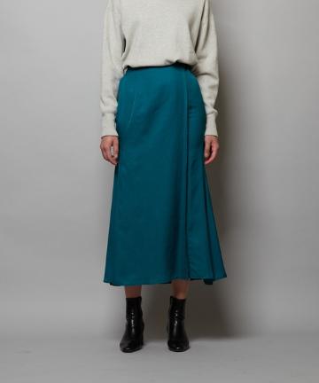 リネン混ロングラップスカート