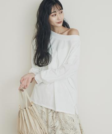 【WEB限定】オフショルダーロングスリーブTシャツ