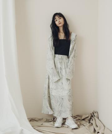 【WEB限定】 ジョーゼットマーブル柄シャツ(セットアップ可)